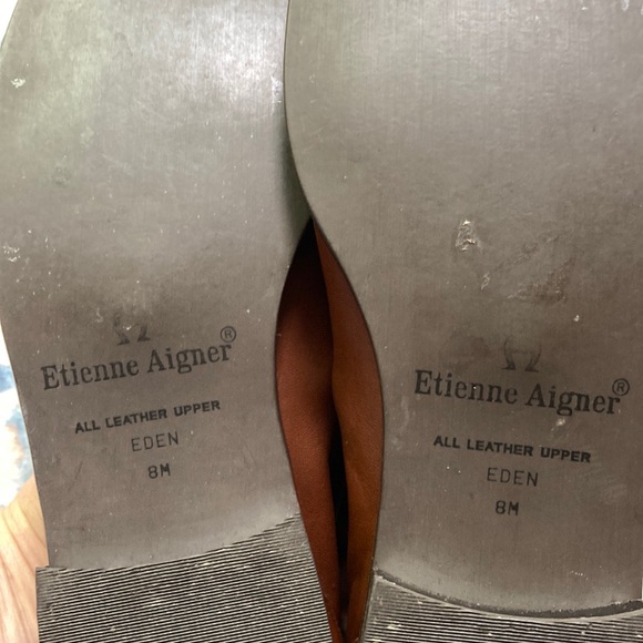 Etienne Aigner Brown Leather Loafers Moccasin-Style Slip-Ons 7 - Picture 5 of 5